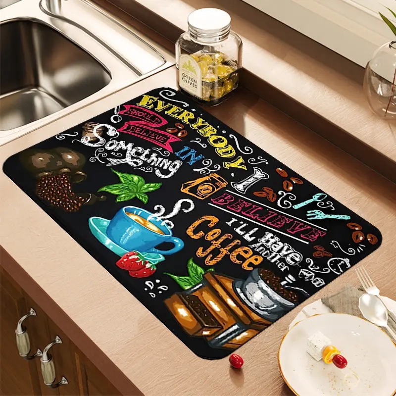 Alas Pengering Dapur Motif Kop - Bar Mat Rubber ulasan dan harga